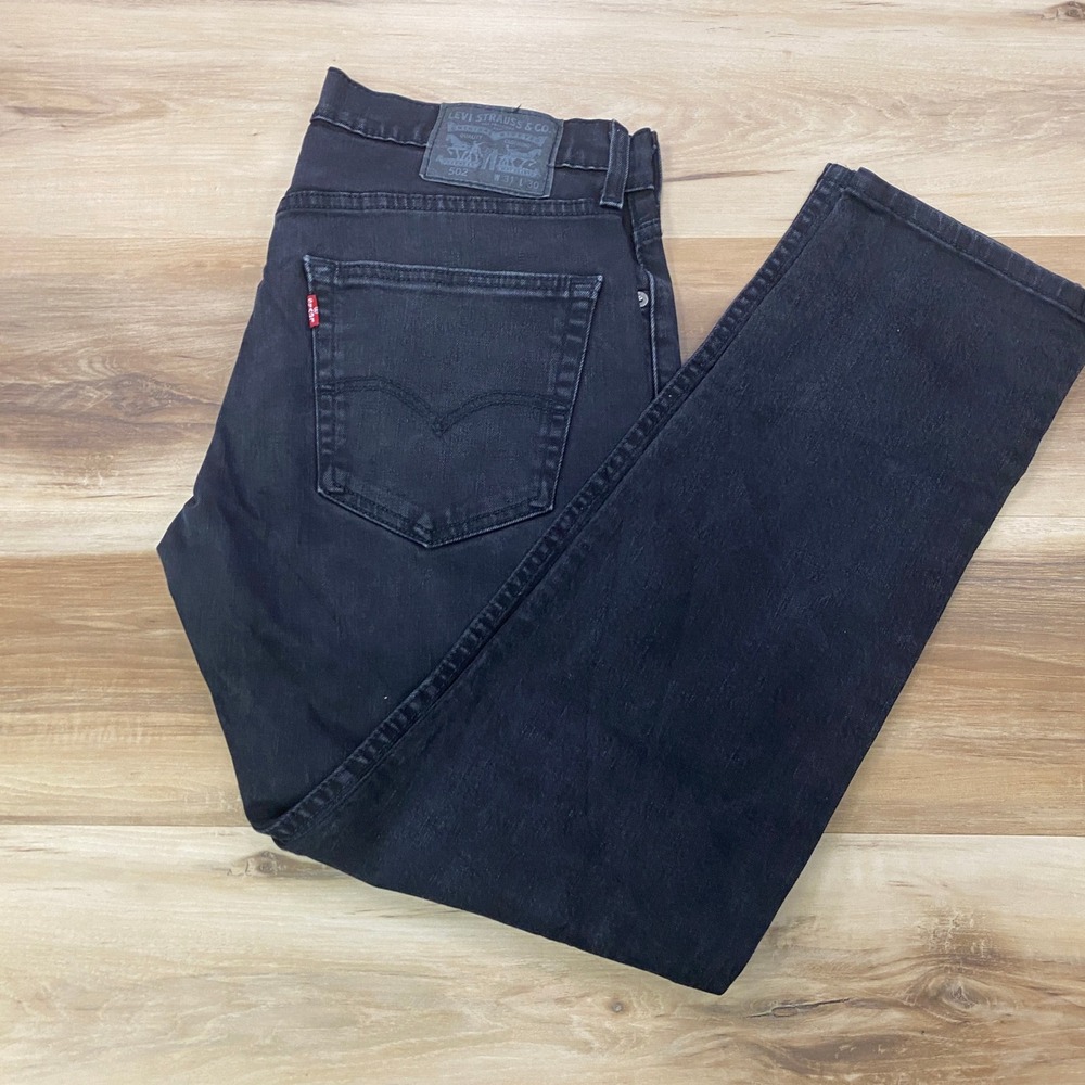 Levi's 502 Jeans 31x30 Tapered Leg Denim Regular Taper Black